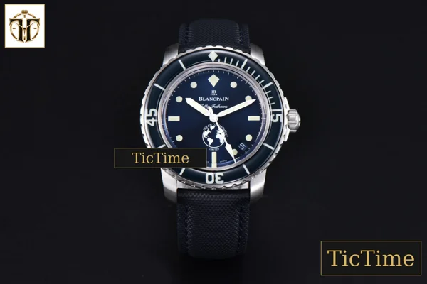 Foto frontal — Fifty Fathoms Ocean Commitment 41mm ZF Blue Dial Nylon Strap A23J
