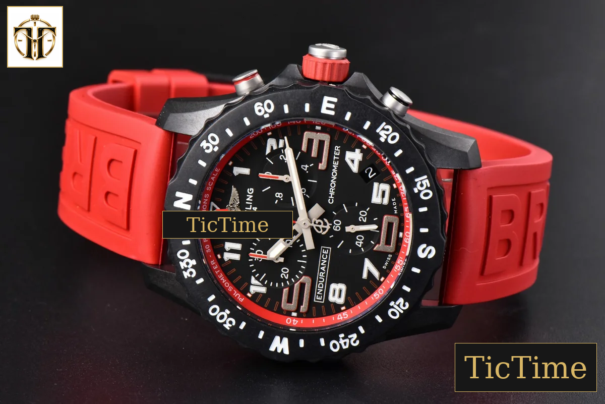 Endurance Pro 44mm OF Red Chronometer Dial Red Rubber Strap Swiss Quartz — foto 17