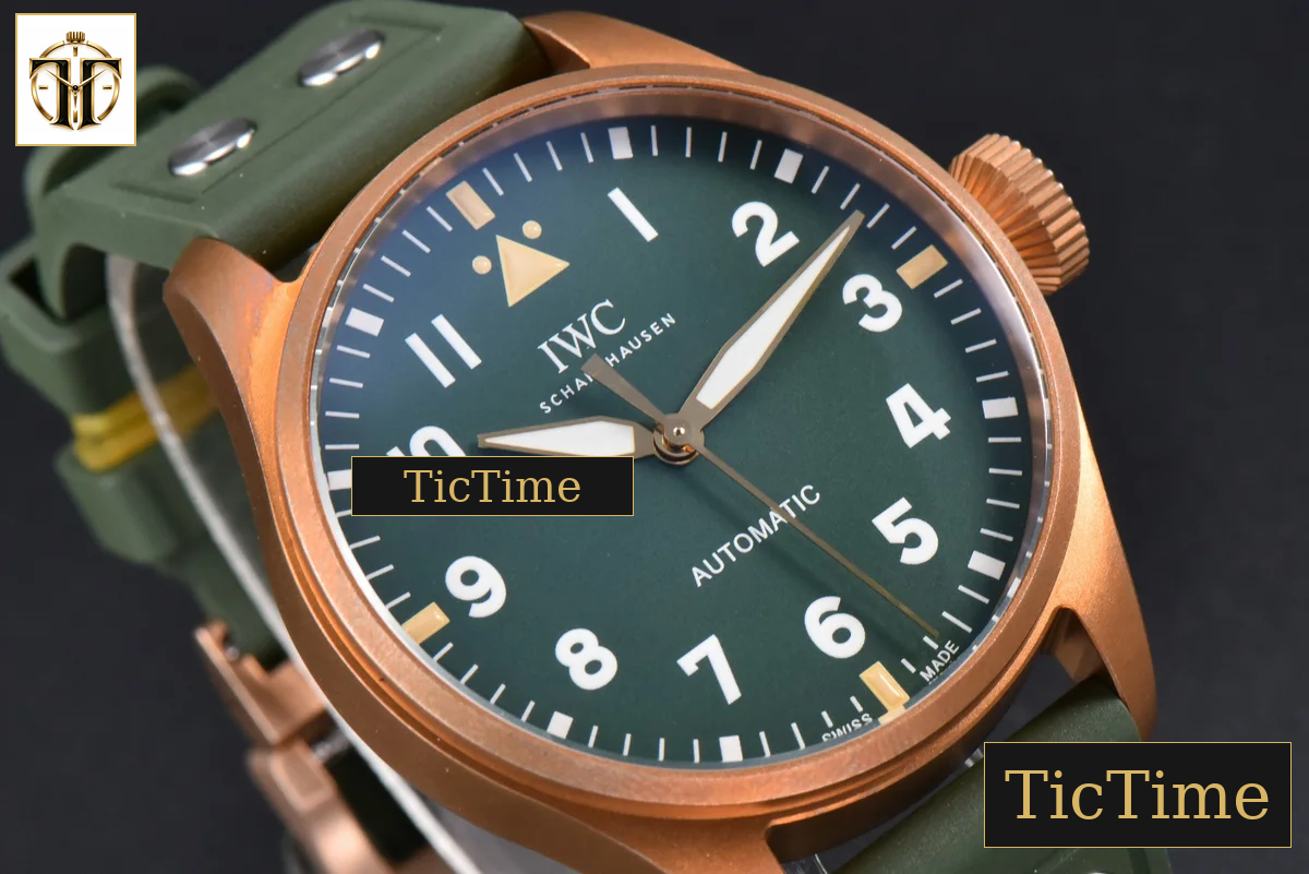Big Pilot IW329702 43.8mm M+F Bronze Green Dial Green Rubber Strap A2892 — foto 12