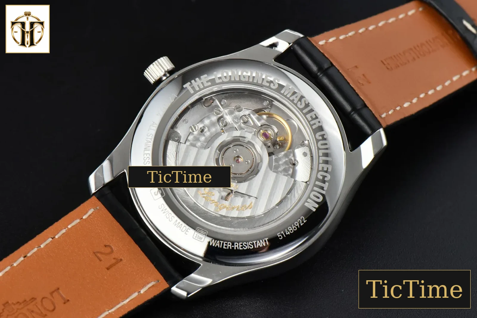 Master Moonphase 40mm GF Black Dial Roma Marker Black Leather Strap A899 — foto 21