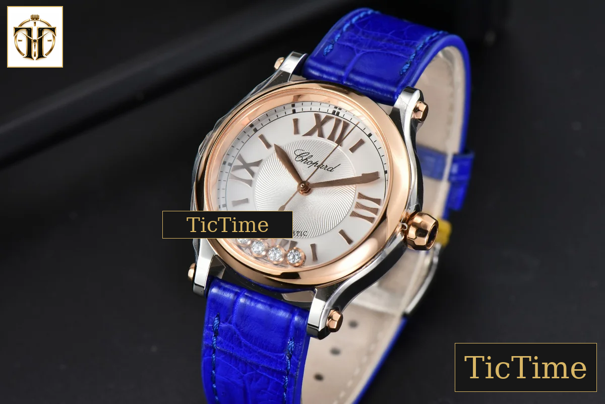 Happy Sport Automatic 33mm HWF RG/SS White Dial Light Blue Leather Strap A2892 — foto 4