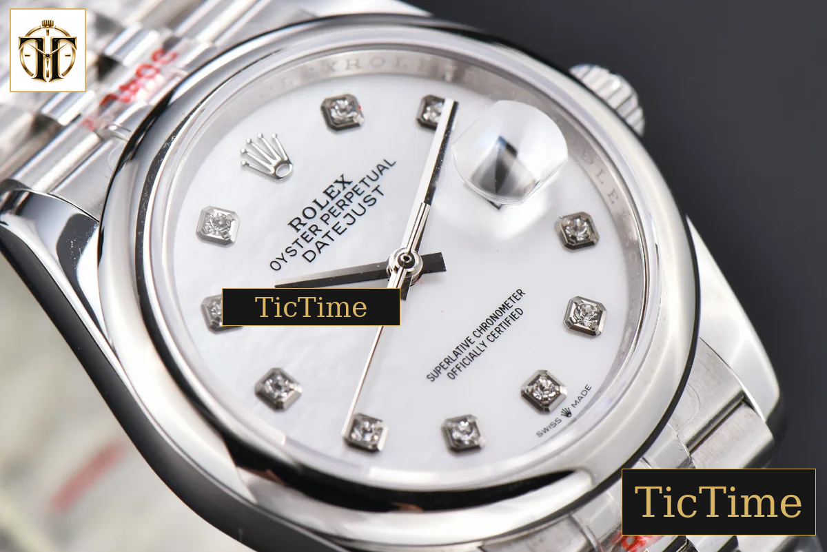 DateJust 36mm GMF SS Smooth Bezel White Dial Diamond Marker Jubilee Bracelet VR3235 — foto 9