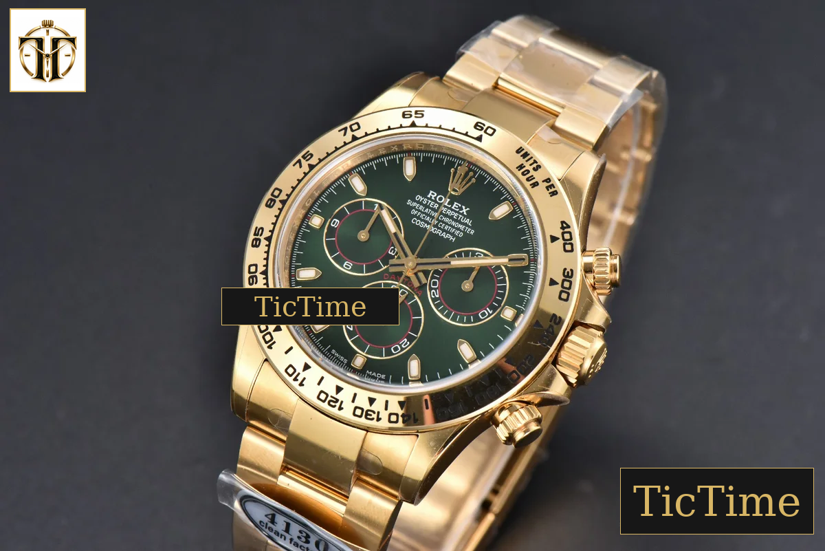 Daytona 116508 40mm Clean Factory YG 904L Green Dial YG Bracelet SA4130 — foto 5