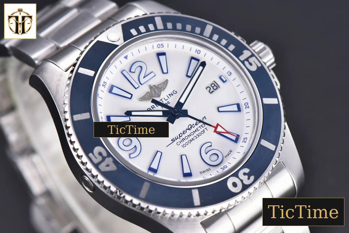 Superocean Automatic 44mm TF White Dial Blue Bezel SS Bracelet A2824 — foto 7