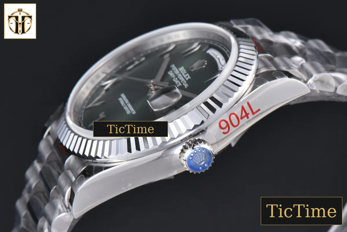 DayDate 904L Oliva 40mm GMF Green Arabic Dial President Bracelet A2836 — foto 7