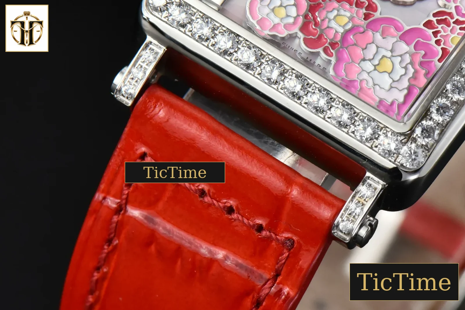 Long Island Ladies 26mm ZF Diamond MOP Dial Red Leather Strap Swiss Ronda Quartz — foto 9