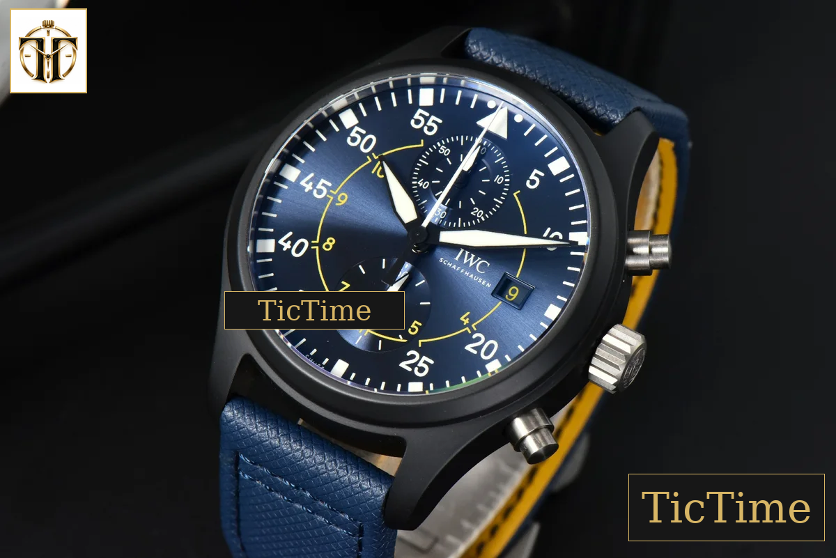Pilot Chrono 44mm YLF Blue Angels Black Ceramic Blue Diam Blue Leather Strap A7750 — foto 4