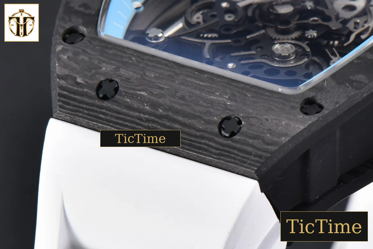 NTPT RM055 42.7mm BBRF Blue Skeleton Dial White Rubber Strap RMUL2 — foto 11