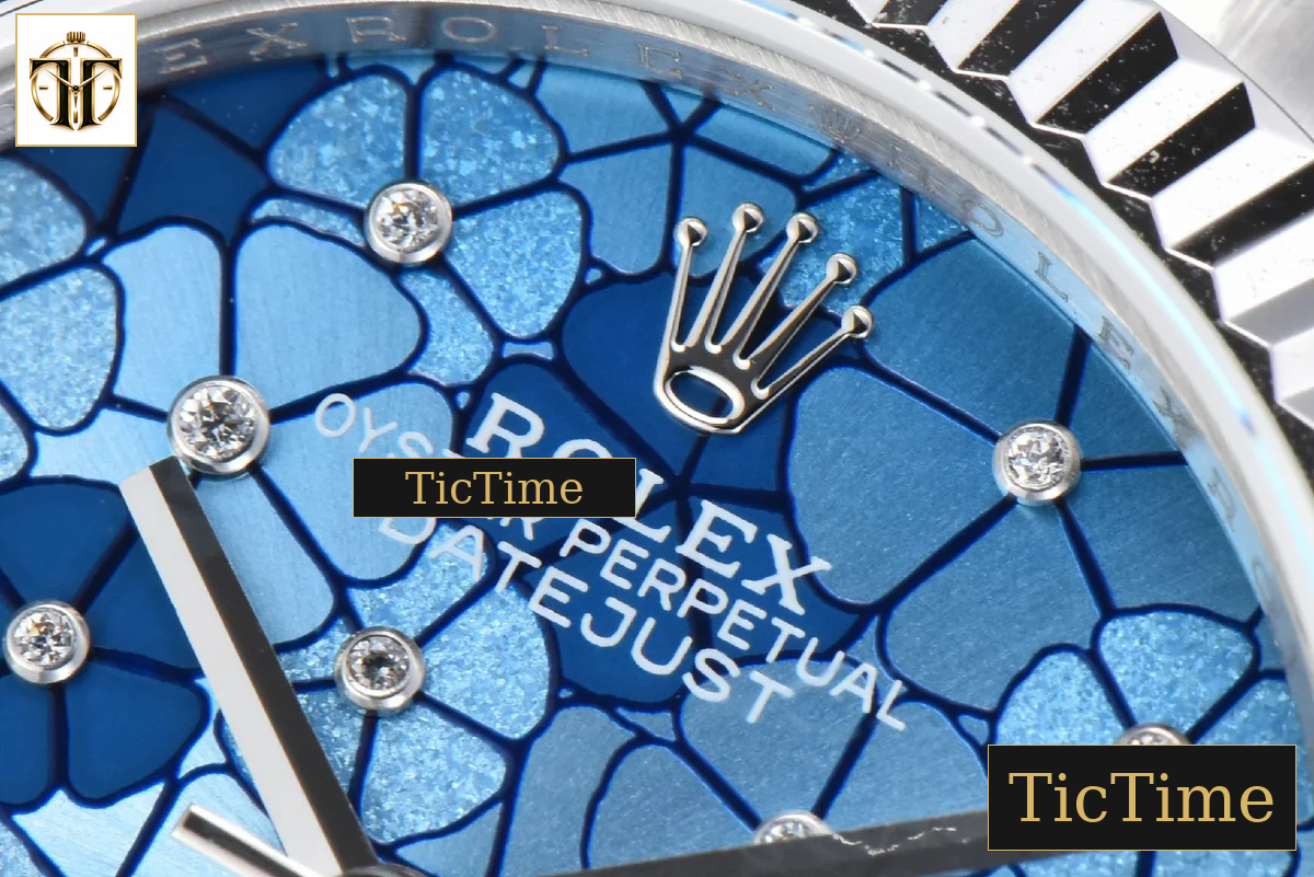 DateJust 904L Fluted Bezel 31mm GMF Blue Flowers Dial Oyster Bracelet A2824 — foto 6