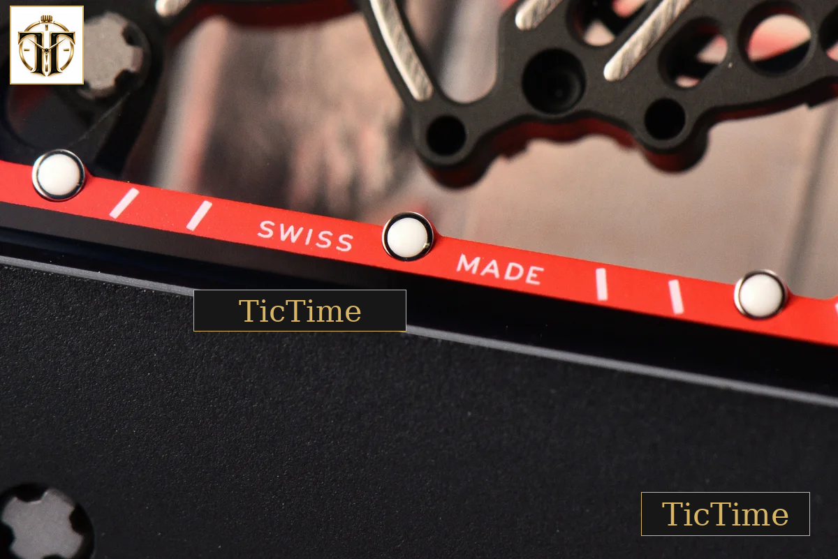 RM055 42.7mm APSF Ceramic Black Bezel Red Skeleton Dial Black Crown Red Rubber Strap RMUL2 — foto 11