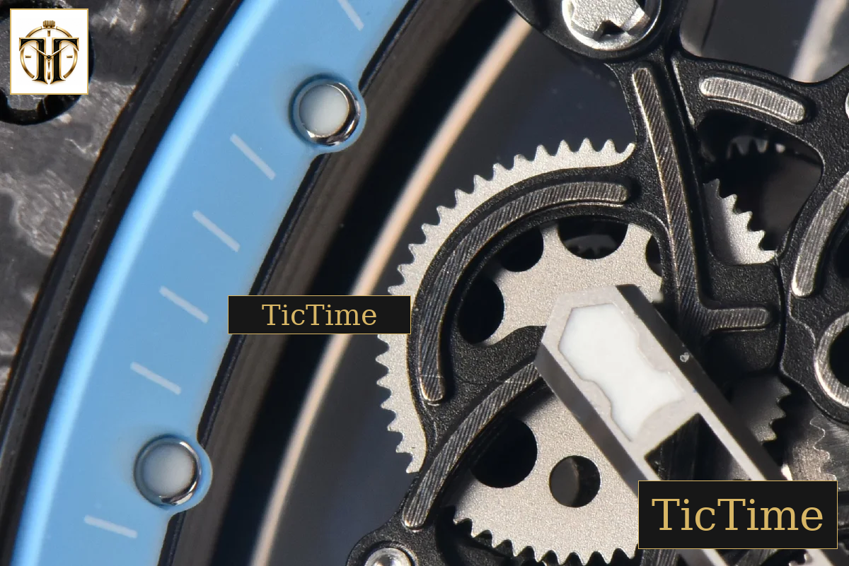 NTPT RM055 42.7mm BBRF Blue Skeleton Dial White Rubber Strap RMUL2 — foto 6