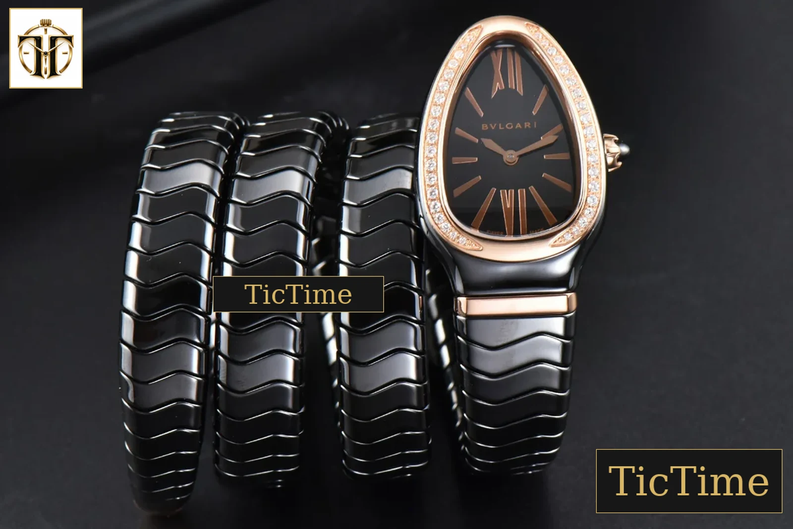 Serpenti Spiga 35mm BVF RG Polycyclic Black Ceramic Black Dial Diamond Bezel Quartz — foto 2