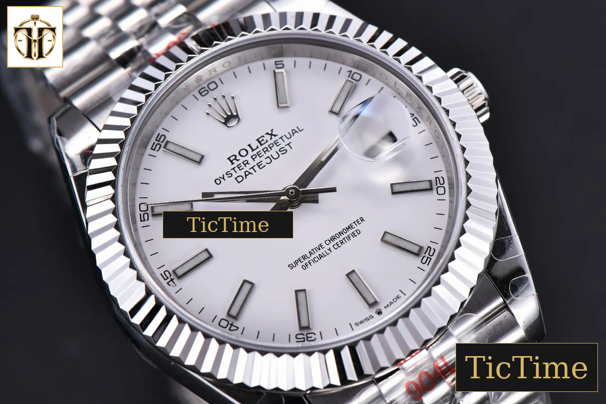 Datejust 41mm GMF SS White Dial Lume Marker Fluted Bezel Jubille Bracelet VR3235 — foto 14