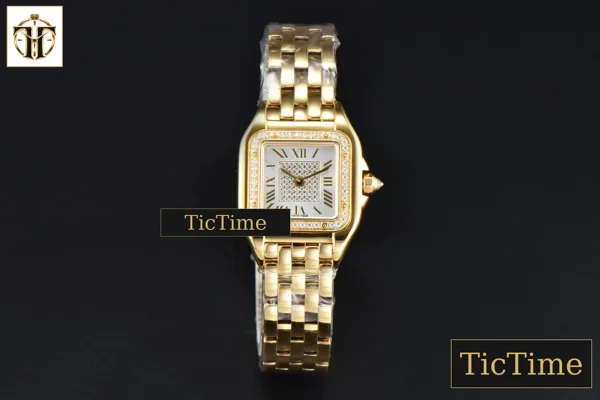 Foto frontal — Panthère 22mm AF YG White Diamond Dial Diamond Bezel YG Bracelet Ronda Quartz