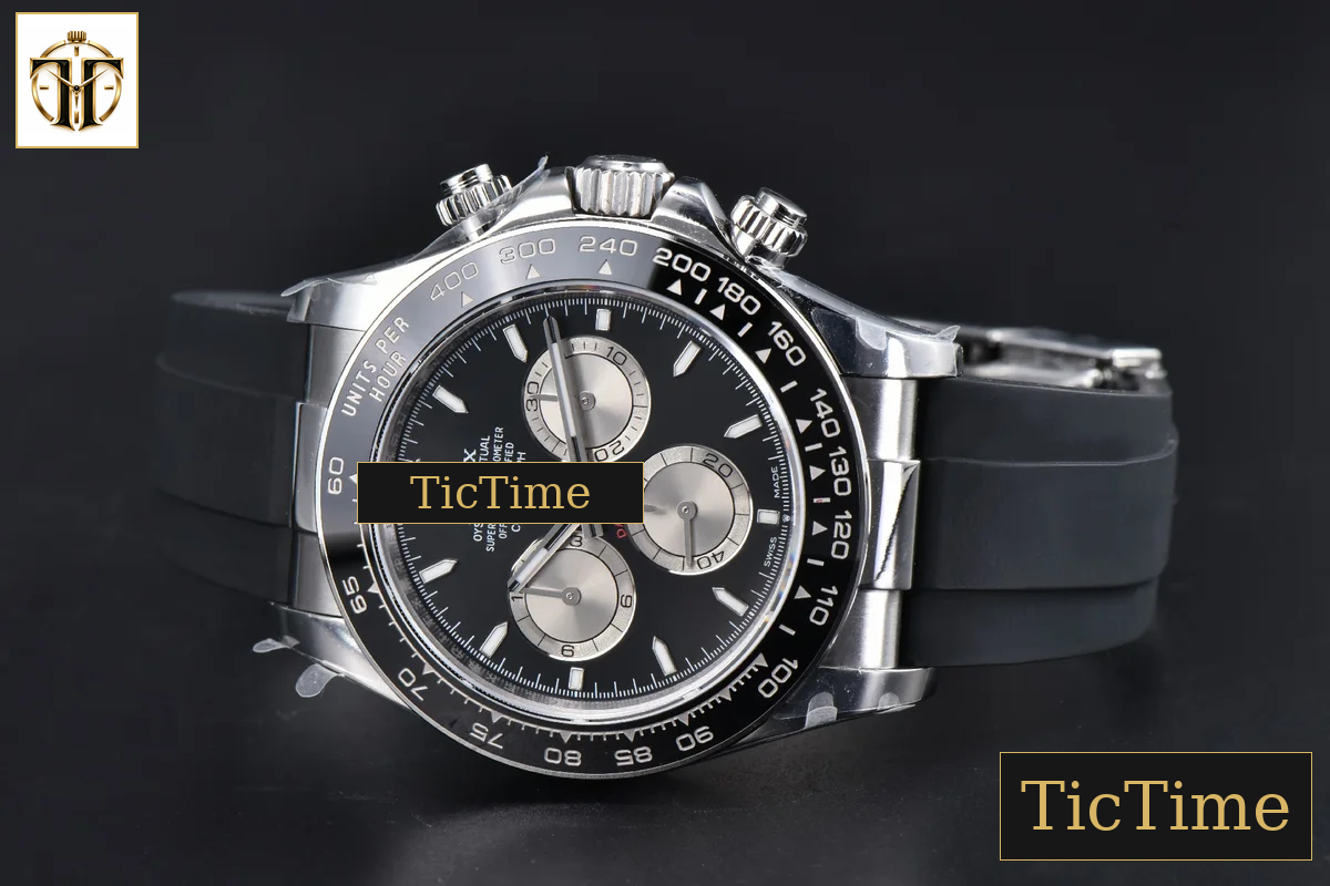 Daytona 126519 40mm BPF SS Black Dial Sliver Subdial Black Oysterflex Strap SH4131 — foto 16