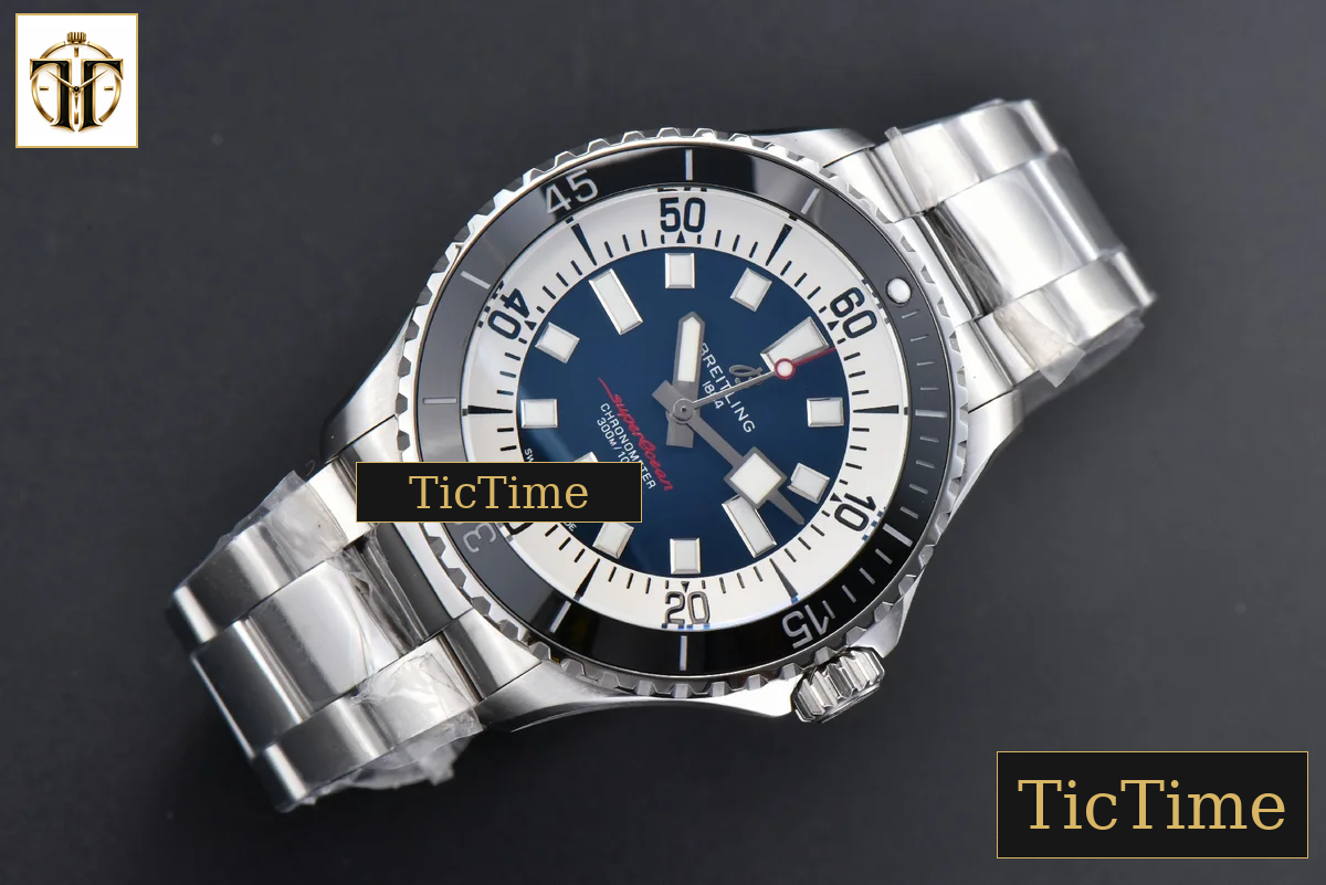 SuperOcean 44mm TF Black Bezel Blue/White Dial SS Bracelet A2824 — foto 4
