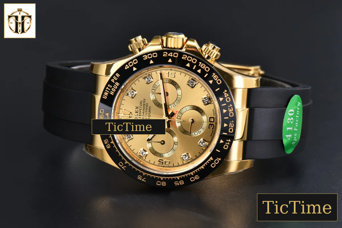 Daytona 116518 40mm APSF YG YG Dial Ceramic Bezel Diamond Marker Oysterflex Strap Tungsten Version SH4130 — foto 16
