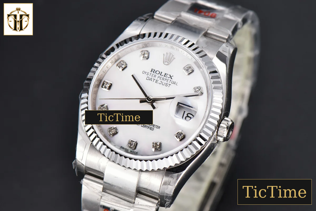 DateJust 36mm GMF SS Smooth Bezel White MOP Dial Diamond Marker Oyster Bracelet VR3235 — foto 5