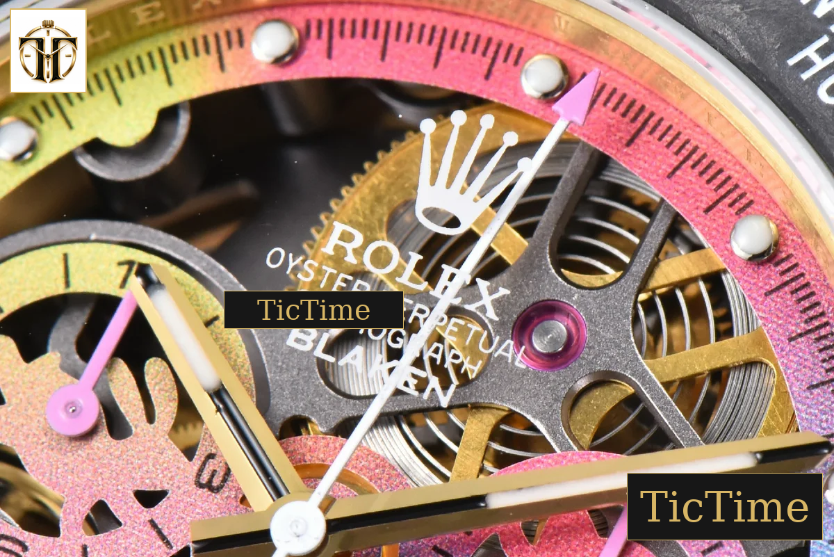Blaken Daytona 40mm GETF PVD RG Carbon Skeleton Dial Pink Rubber Strap SA4130 — foto 6