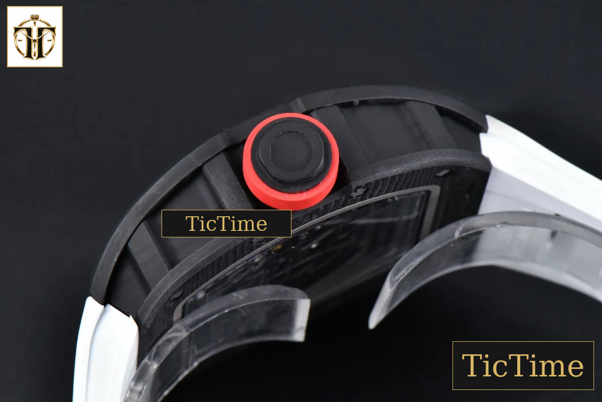 RM055 42.7mm APSF White Skeleton Dial Black Bezel Red Crown White Rubber Strap RMUL2 — foto 16