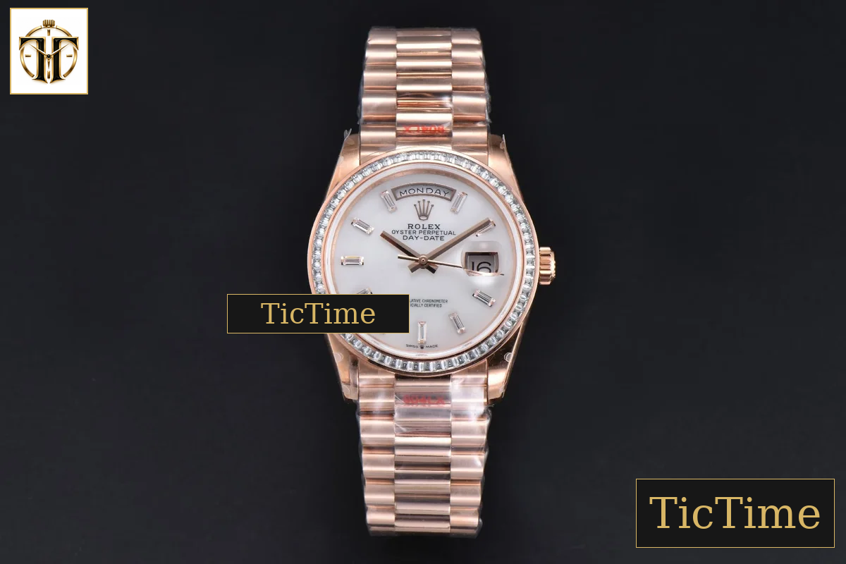 DayDate 36mm GMF RG Diamond Bezel White Dial Roman Marker President Bracelet (Tungsten) A2836 — foto 2