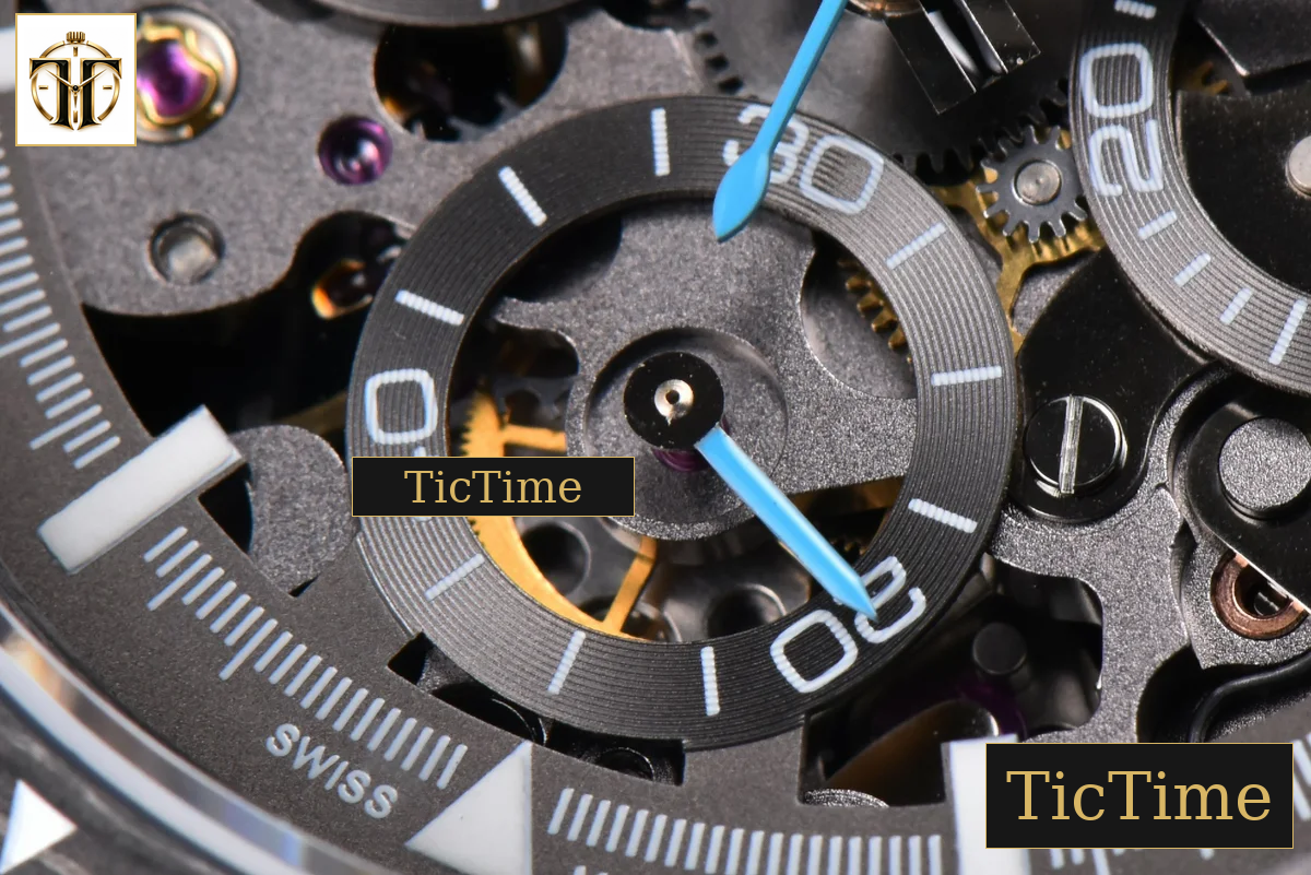 Daytona Montoya Carbon Fiber 40mm DIWF Skeleton Dial Blue Hand Black Nylon Strap 4130 — foto 9