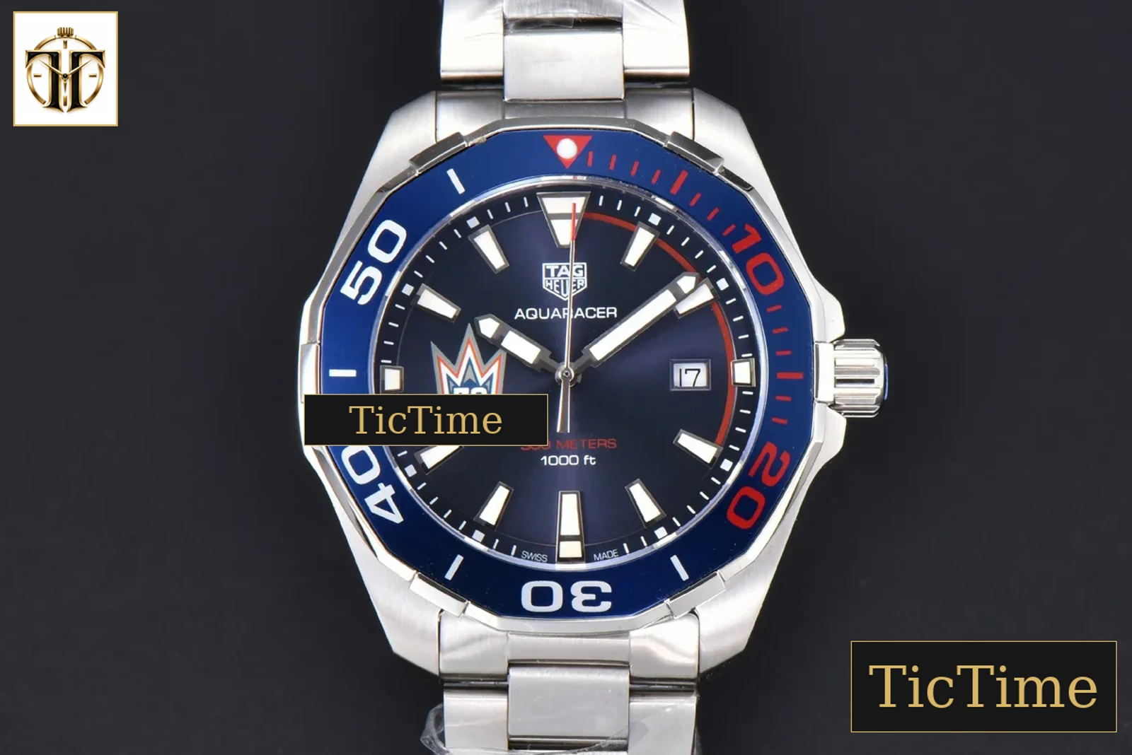 Aquaracer 300M 41mm OF Blue/Red Bezel Purple Dial SS Bracelet SW200 — foto 2