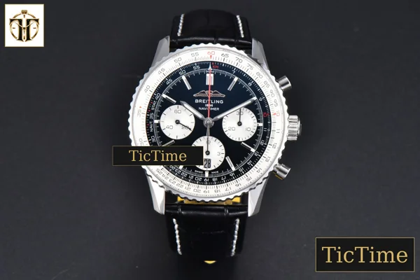Foto frontal — Navitimer B01 43mm BLSF Black Dial Black Leather Strap A7750