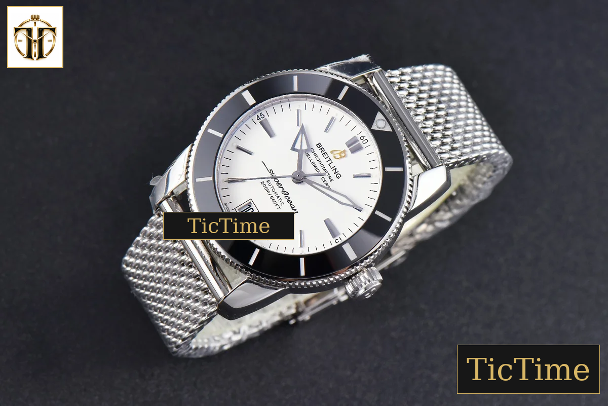 SuperOcean Heritage II 42mm GF White Dial Black Bezel SS bracelet A2824 — foto 4