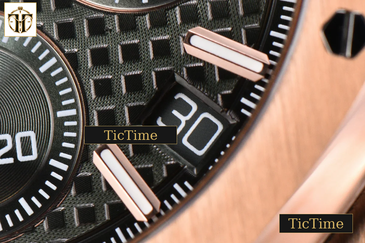 Royal Oak Chronograph 26240 41mm APSF RG Green Checkered Dial Green Subdial Black Rubber Strap V2 SH4401 — foto 9