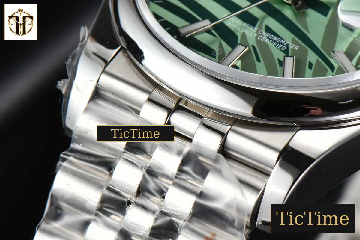 DateJust Smooth Bezel 36mm BPF Green Plam Dial Jubilee Bracelet A2824 — foto 10