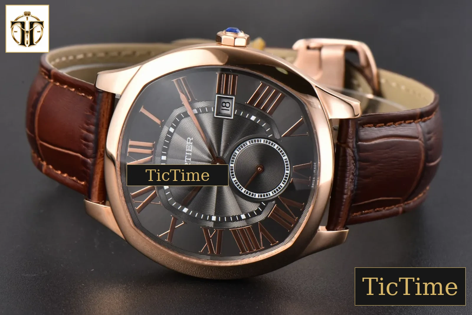 Drive de Cartier 40mm APS RG Gray Dial Brown Leather Strap A23J — foto 13