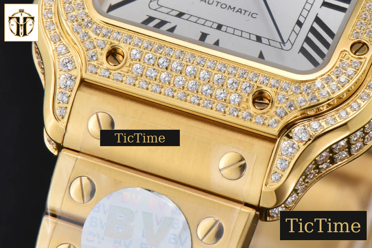 Santos de Cartier Medium 35mm BVF YG Diamond Case White Dial YG Bracelet Miyota 9039 — foto 10