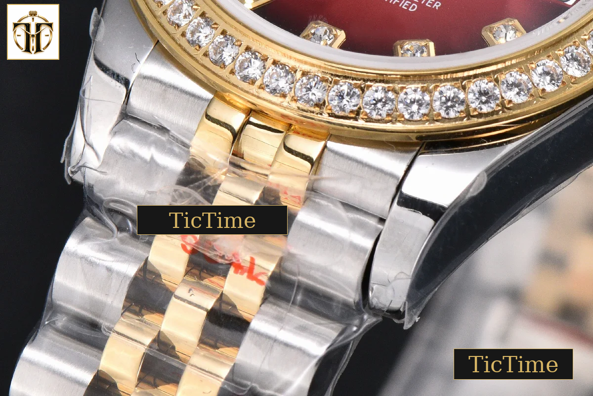 DateJust 904L 31mm GMF Diamond Bezel Red Dial Diamond Marker YG/SS Jubilee Bracelet A2824 — foto 11