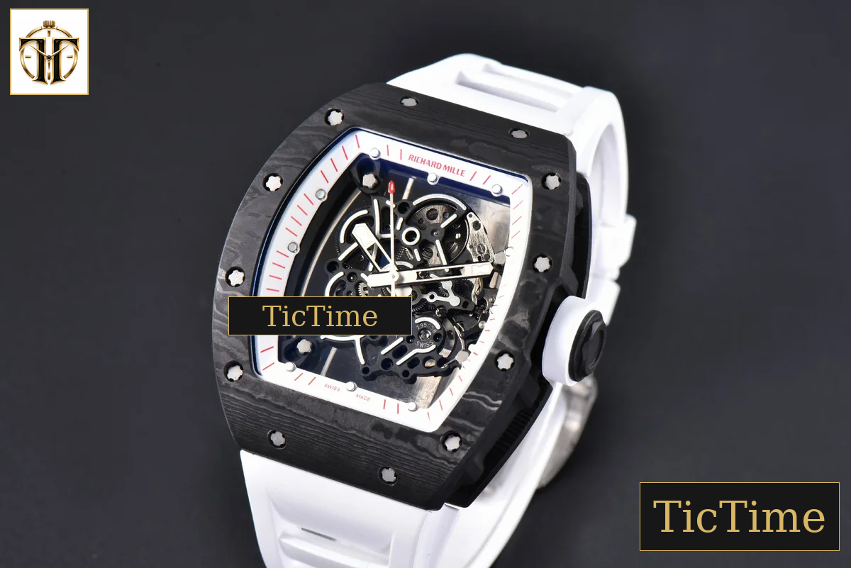 NTPT RM055 43mm ZF White/Pink Bezel White Crown White Rubber Strap V6 RMUL2 — foto 5