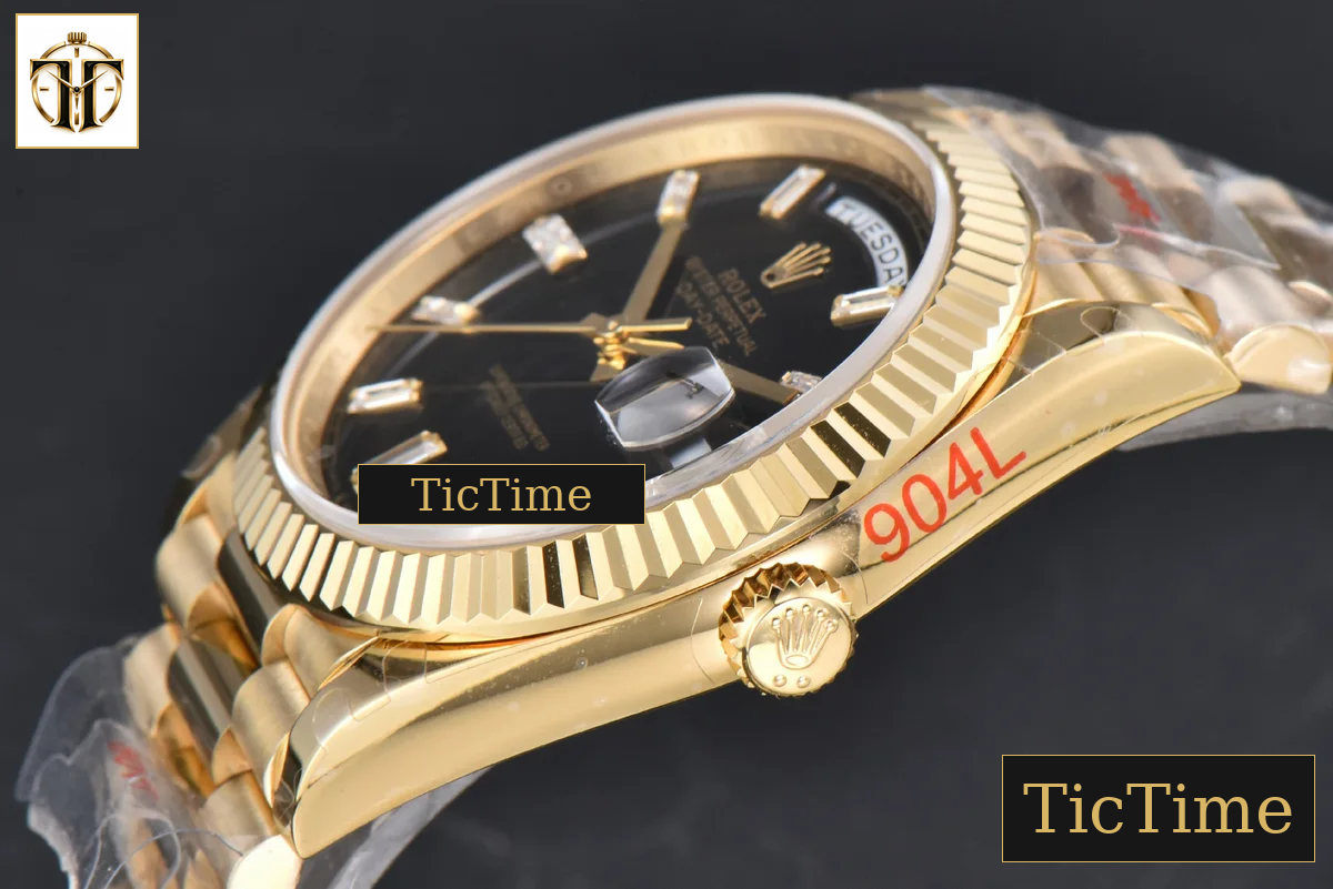 DayDate 40mm GMF YG Black Dial Diamond Marker President Bracelet A3235 — foto 11