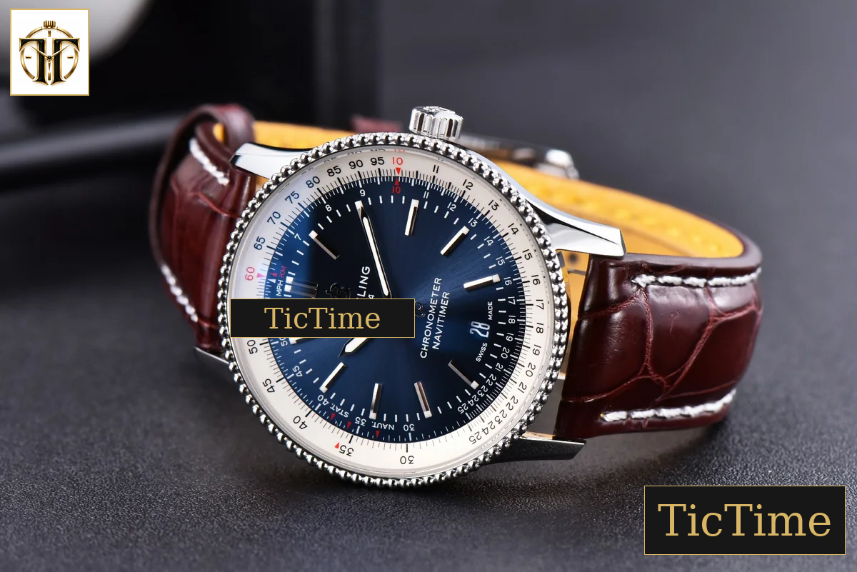 Navitimer 41mm TF SS Blue Dial White Bezel Brown Leather Strap A2824 — foto 12