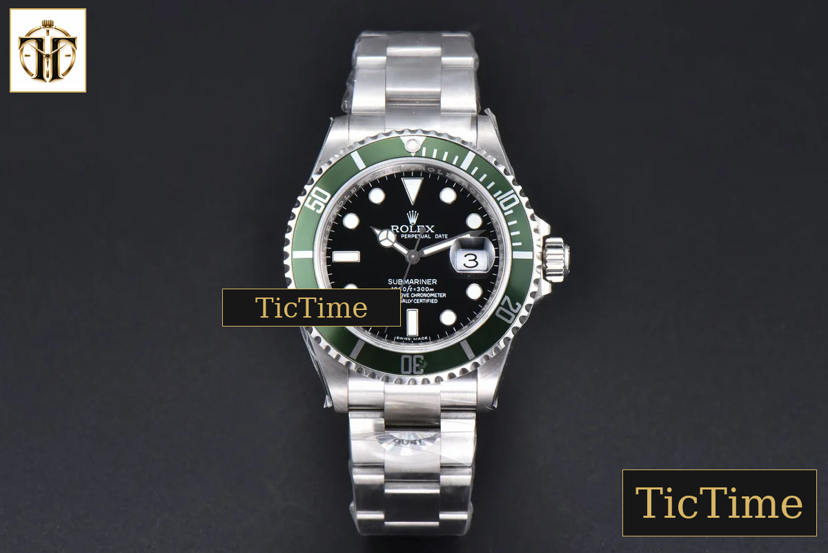 Submariner LV 16610 40mm RAF Green Bezel 904L SS Bracelet Rehaut SH3135 — foto 2