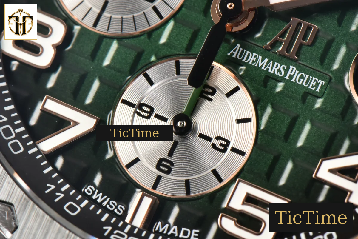 Royal Oak Offshore 26405 44mm RSF Green Dial Silver Subdial Green Rubber Strap A3126 — foto 9