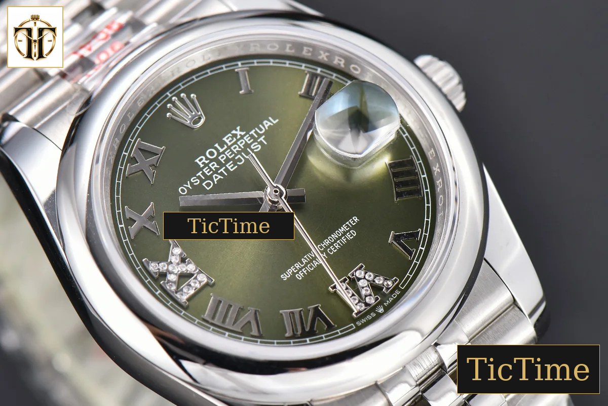 DateJust 36mm GMF SS Smooth Bezel Green Dial Diamond Roma Marker Jubilee Bracelet VR3235 — foto 9