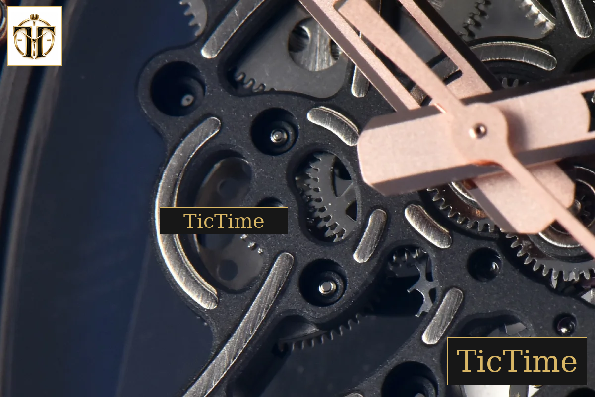 NTPT RM055 42.7mm APSF Gold Skeleton Dial Black Bezel Black Crown Black Rubber Strap RMUL2 — foto 8