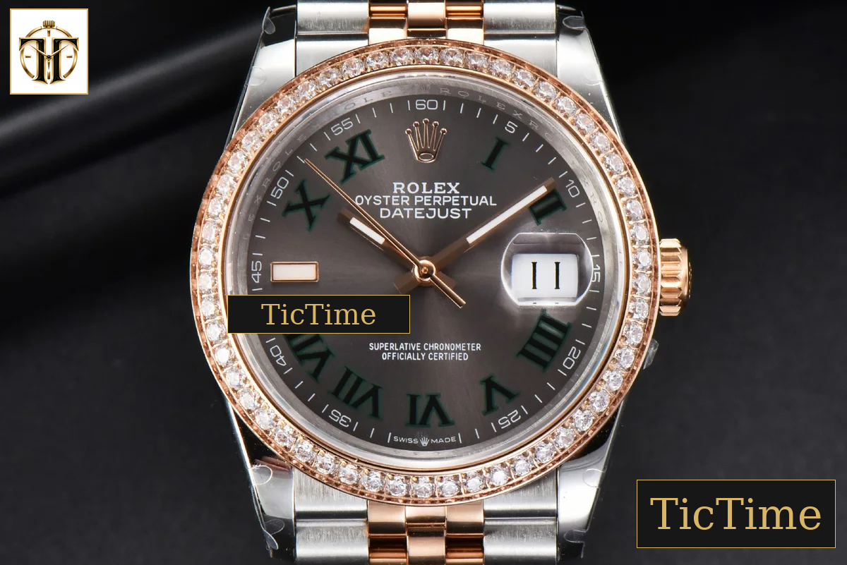 DateJust 36mm BPF RG/SS Diamond Bezel Gray Wimbledon Dial Jubilee Bracelet A2824 — foto 2