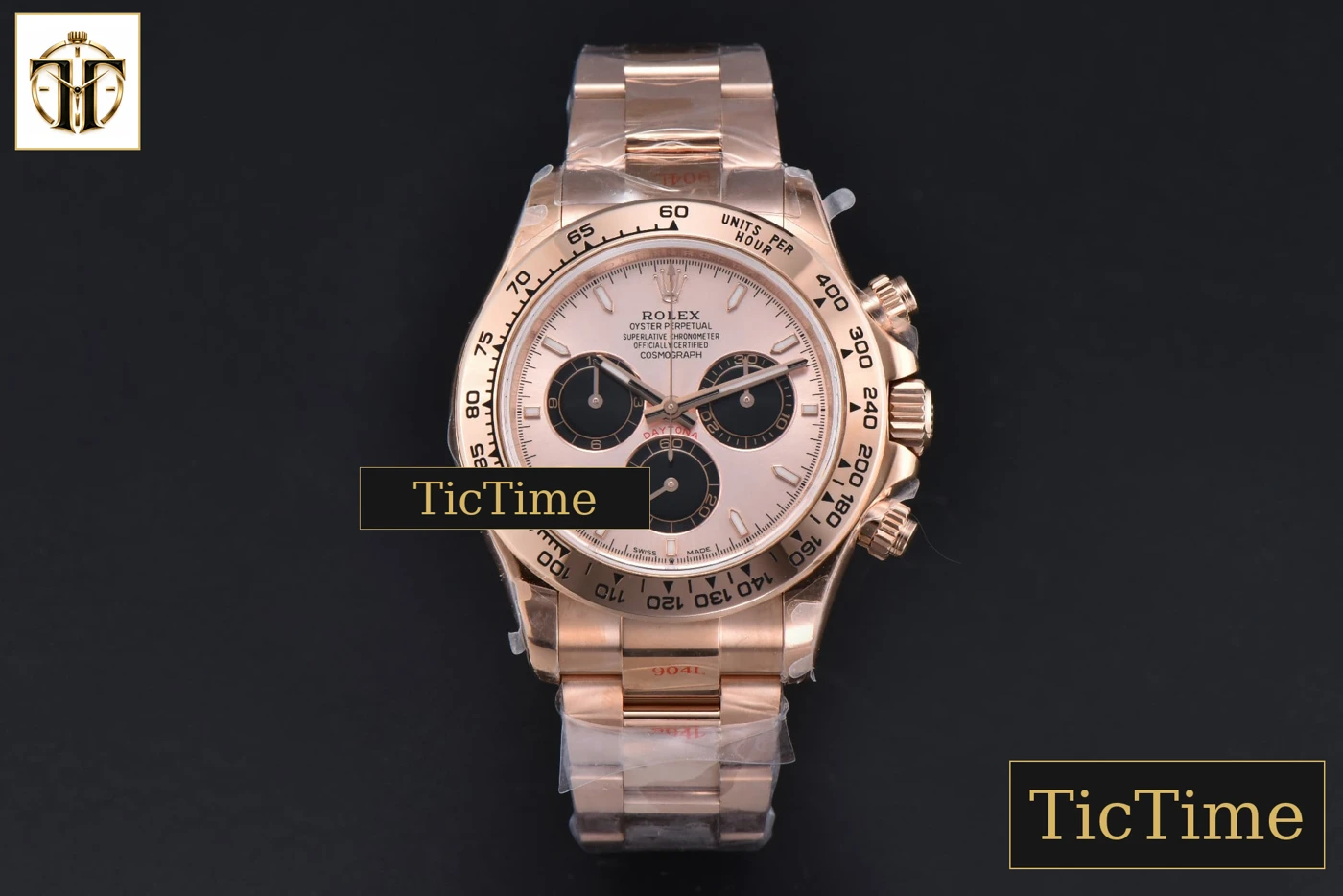 Vista frontal — Daytona 904L 126505 40mm BPF RG RG Dial Black Subdial RG Bracelet SH4131