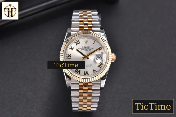 Foto frontal — DateJust 904L 36mm GMF YG/SS Fluted Bezel Silver Dial Roma Marker Jubilee Bracelet VR3285