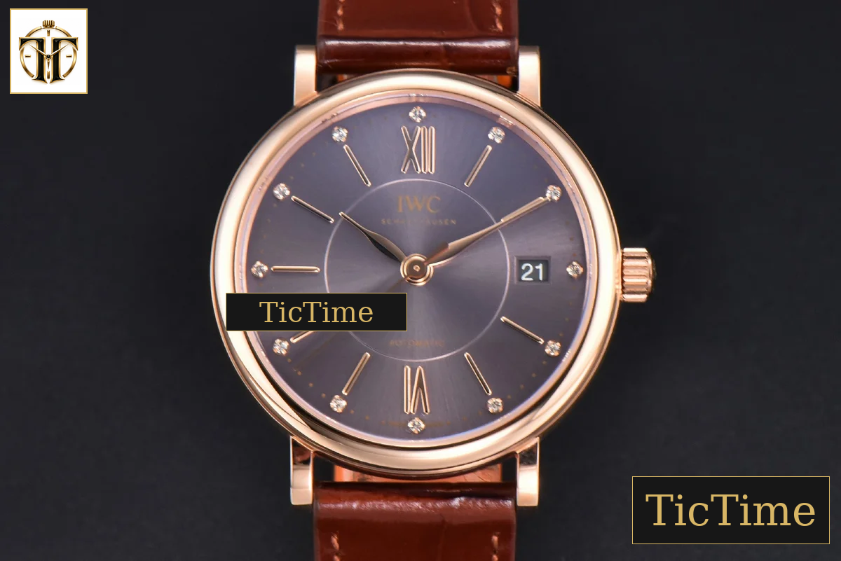 Portofino 37mm V7F RG Gray Dial RG Marker Brown Leather Strap A2892 — foto 2
