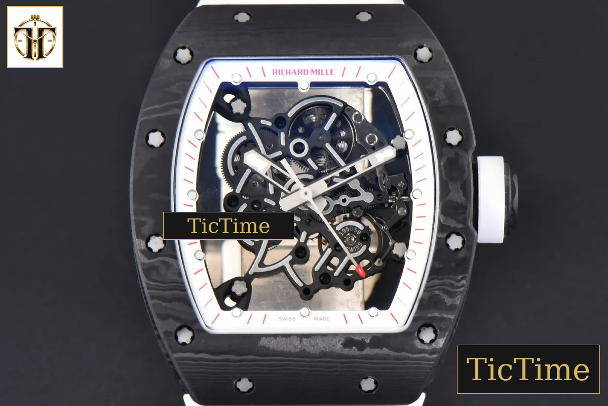 NTPT RM055 43mm ZF White/Pink Bezel White Crown White Rubber Strap V6 RMUL2 — foto 2