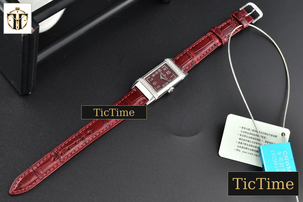 Reverso One 3288420 20mm IMF Diamond White Moissanite Red Leather Strap (wth CZ stones ) Swiss Quartz — foto 22