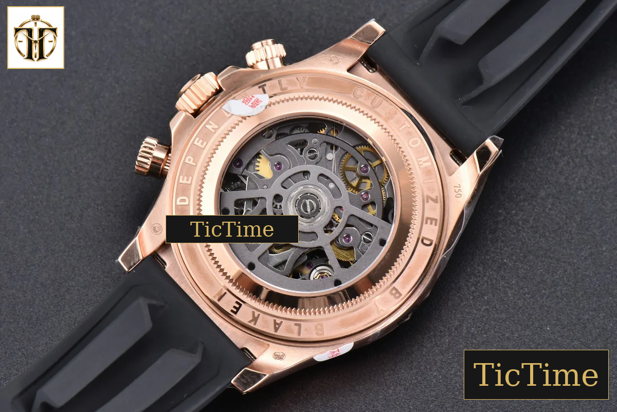 Daytona 40mm GETF PVD RG Carbon Rainbow Diamond Skeleton Dial Black Rubber Strap SA4130 — foto 25