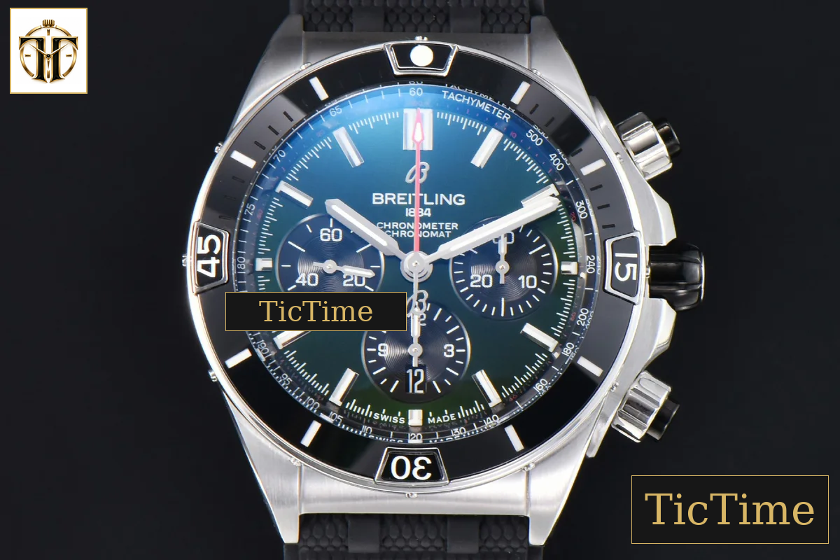 Chronomat B01 44mm BLSF Black Bezel Green Dial Rubber Strap 7750 — foto 2