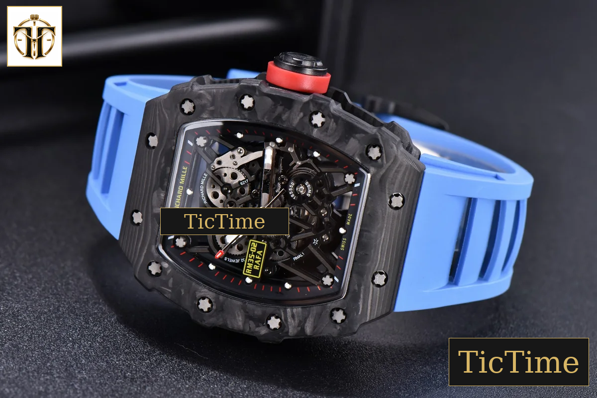 RM035-02 KVF Skeleton Dial Red Blue Rubber Strap V3 Miyota8215 — foto 15